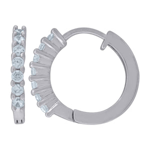 925 Sterling Silver Womens Cubic Zirconia Single Row Huggie Hoop Earrings