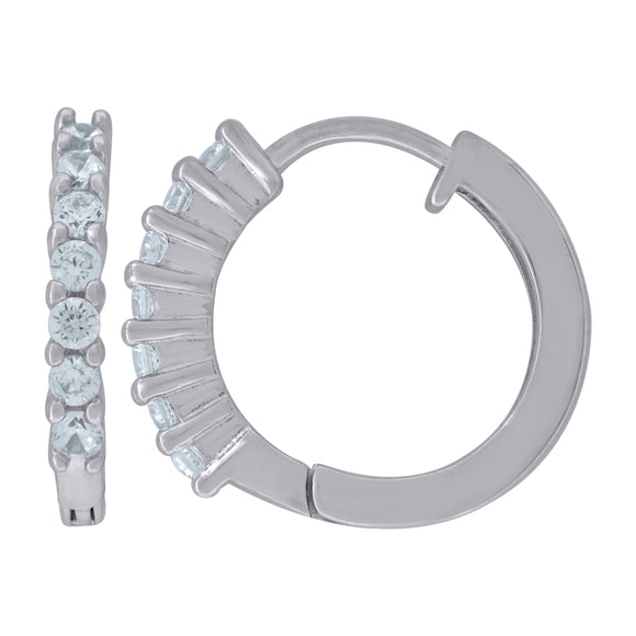 925 Sterling Silver Womens Cubic Zirconia Single Row Huggie Hoop Earrings