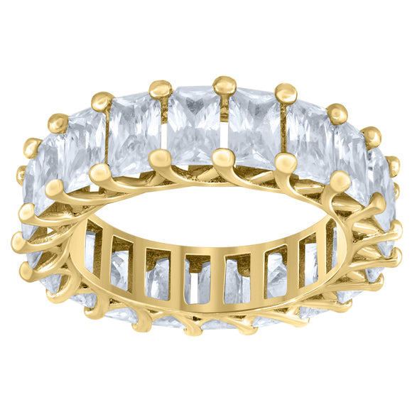 925 Sterling Silver Yellow-Tone Womens Cubic Zirconia 5mm Stackable Band Ring Size 7