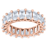 925 Sterling Silver Rose-Tone Womens Cubic Zirconia 5mm Stackable Band Ring Size 9