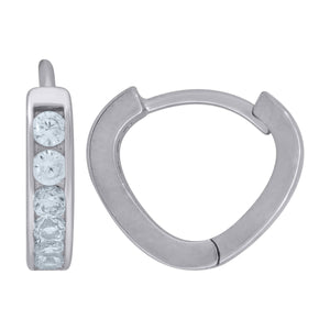 925 Sterling Silver Womens Cubic Zirconia Single Row Huggie Hoop Earrings