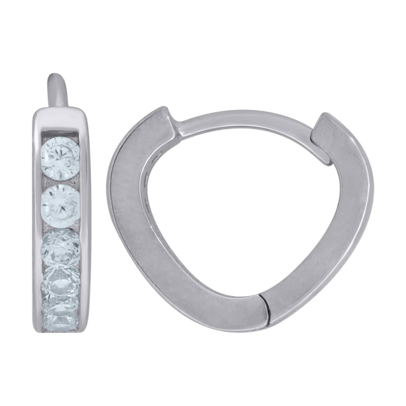 925 Sterling Silver Womens Cubic Zirconia Single Row Huggie Hoop Earrings