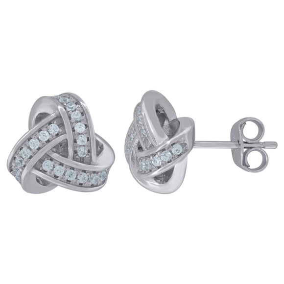 925 Sterling Silver Womens Cubic Zirconia Love Knot Stud Earrings