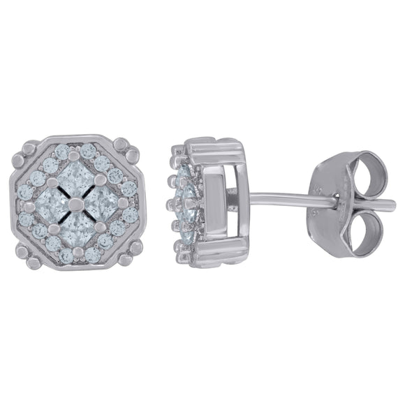 925 Sterling Silver Womens Cubic Zirconia Stud Earrings