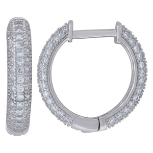 925 Sterling Silver Womens Cubic Zirconia Huggie Hoop Earrings