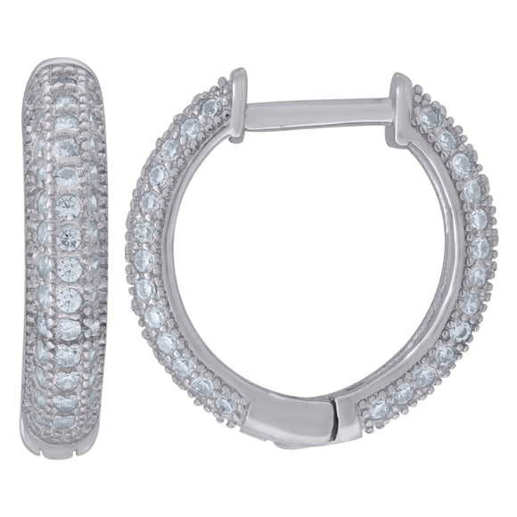 925 Sterling Silver Womens Cubic Zirconia Huggie Hoop Earrings