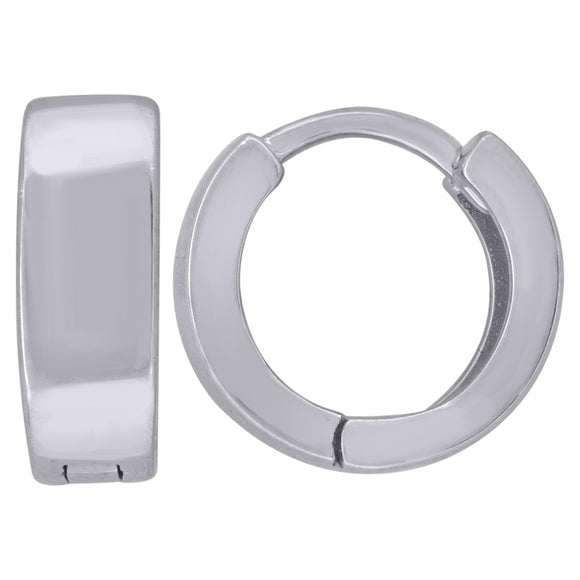 925 Sterling Silver Womens Single Row Huggie Hoop Earrings