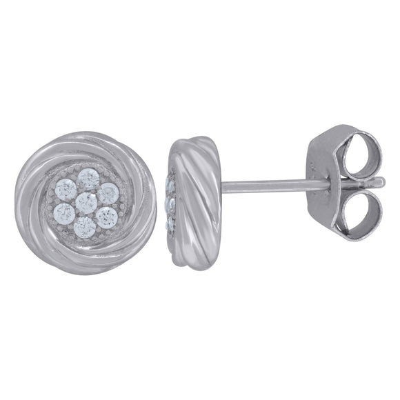 925 Sterling Silver Womens Cubic Zirconia Round Stud Earrings