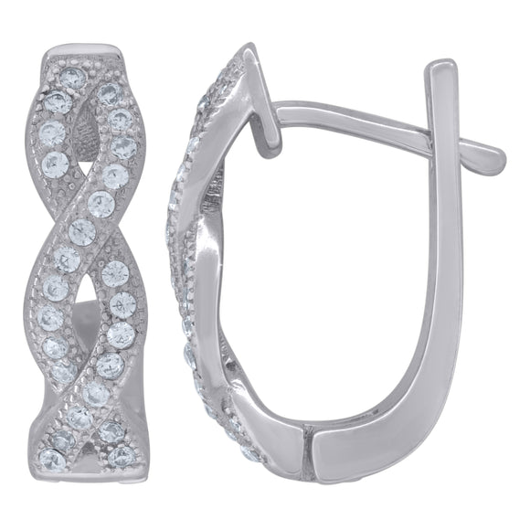 925 Sterling Silver Womens Cubic Zirconia Infinity Huggie Hoop Earrings