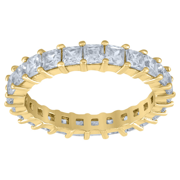 925 Sterling Silver Yellow-Tone Womens Cubic Zirconia 2.5mm Stackable Band Ring Size 7