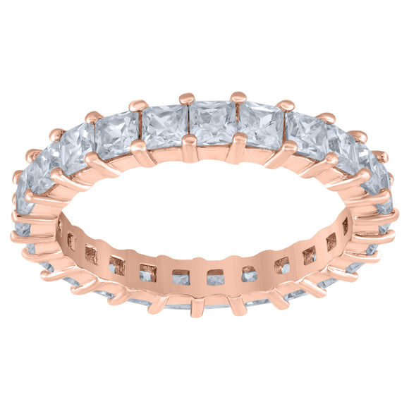 925 Sterling Silver Rose-Tone Womens Cubic Zirconia 2.5mm Stackable Band Ring Size 6