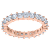 925 Sterling Silver Rose-Tone Womens Cubic Zirconia 2.5mm Stackable Band Ring Size 7