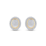 10kt Yellow Gold Womens Round Diamond Oval Earrings 1/4 Cttw