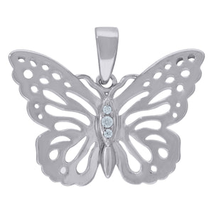 925 Sterling Silver Womens Cubic Zirconia Butterfly Charm Pendant