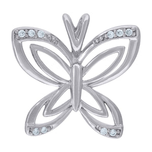 925 Sterling Silver Womens Cubic Zirconia Butterfly Charm Pendant