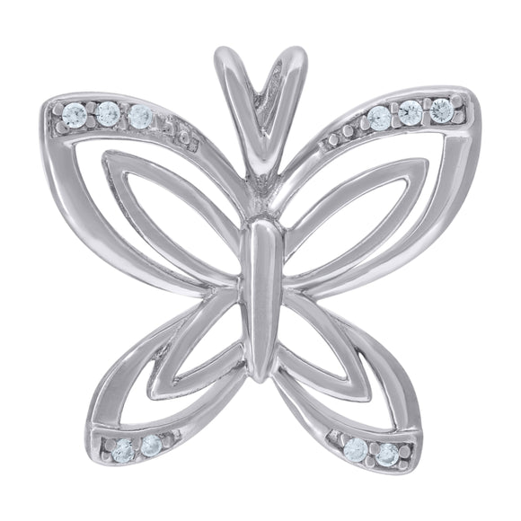 925 Sterling Silver Womens Cubic Zirconia Butterfly Charm Pendant