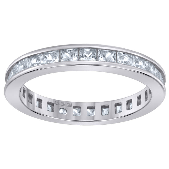 925 Sterling Silver Womens Cubic Zirconia 3mm Stackable Band Ring Size 7