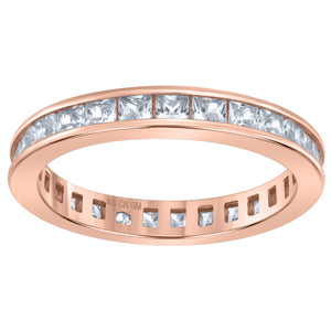 925 Sterling Silver Rose-Tone Womens Cubic Zirconia 3mm Stackable Band Ring Size 6
