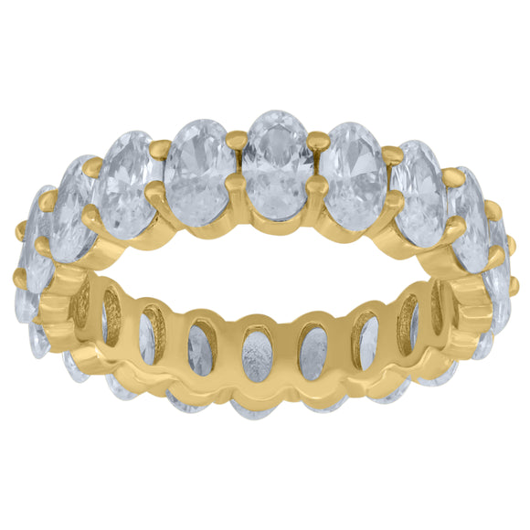 925 Sterling Silver Yellow-Tone Womens Cubic Zirconia 5mm Stackable Band Ring Size 8