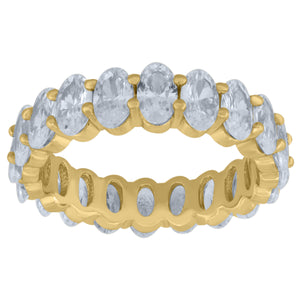 925 Sterling Silver Yellow-Tone Womens Cubic Zirconia 5mm Stackable Band Ring Size 8
