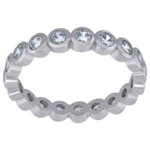 925 Sterling Silver Womens Cubic Zirconia 3.5mm Stackable Band Ring Size 7