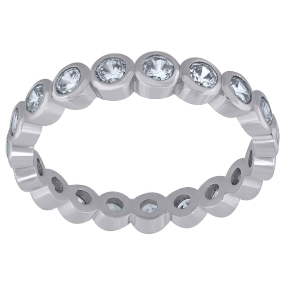 925 Sterling Silver Womens Cubic Zirconia 3.5mm Stackable Band Ring Size 7