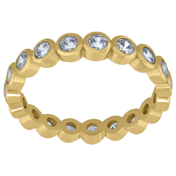 925 Sterling Silver Yellow-Tone Womens Cubic Zirconia 3.5mm Stackable Band Ring Size 7