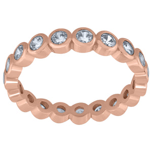 925 Sterling Silver Rose-Tone Womens Cubic Zirconia 3.5mm Stackable Band Ring Size 9