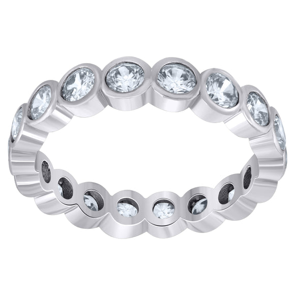 925 Sterling Silver Womens Cubic Zirconia 4mm Stackable Band Ring Size 7