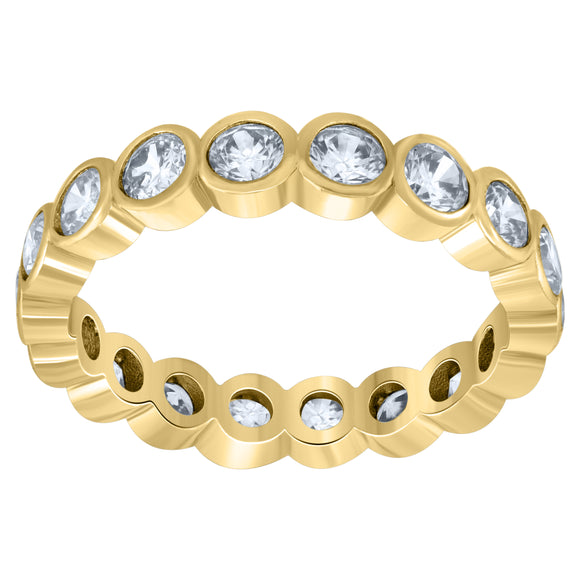 925 Sterling Silver Yellow-Tone Womens Cubic Zirconia 4mm Stackable Band Ring Size 6