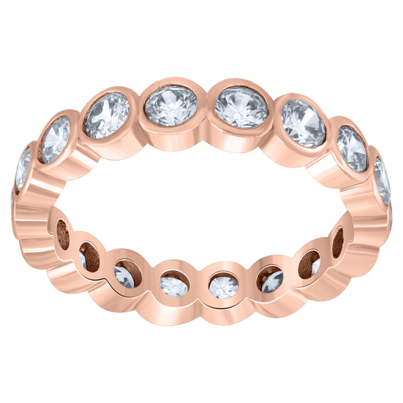 925 Sterling Silver Rose-Tone Womens Cubic Zirconia 4mm Stackable Band Ring Size 7
