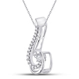 10kt White Gold Womens Round Moving Diamond Fashion Pendant 1/5 Cttw