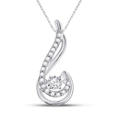 10kt White Gold Womens Round Moving Diamond Fashion Pendant 1/5 Cttw