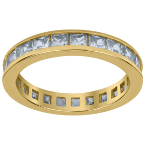 925 Sterling Silver Yellow-Tone Womens Cubic Zirconia 3.5mm Stackable Band Ring Size 6