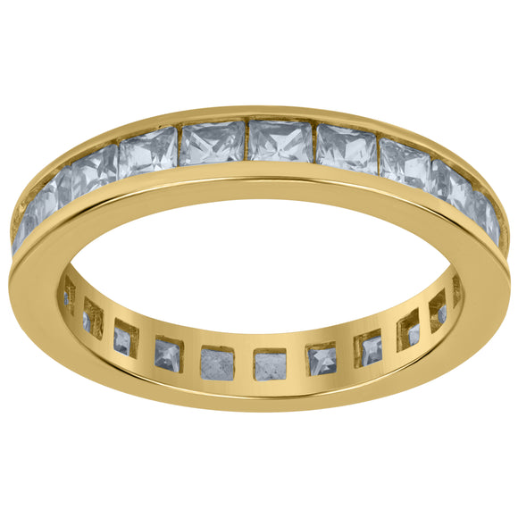 925 Sterling Silver Yellow-Tone Womens Cubic Zirconia 3.5mm Stackable Band Ring Size 6