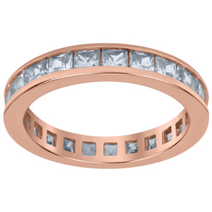 925 Sterling Silver Rose-Tone Womens Cubic Zirconia 3.5mm Stackable Band Ring Size 6