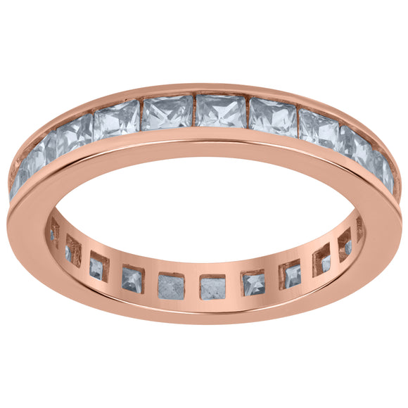 925 Sterling Silver Rose-Tone Womens Cubic Zirconia 3.5mm Stackable Band Ring Size 6