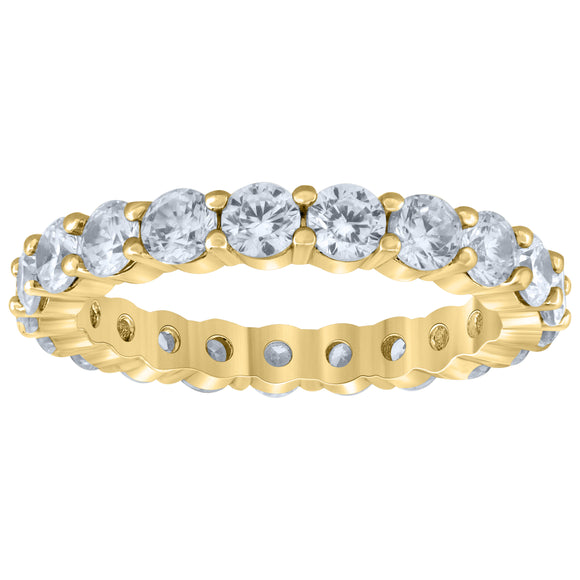 925 Sterling Silver Yellow-Tone Womens Cubic Zirconia 3mm Stackable Band Ring Size 6