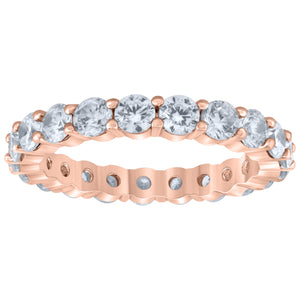 925 Sterling Silver Rose-Tone Womens Cubic Zirconia 3mm Stackable Band Ring Size 6