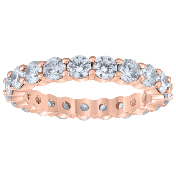 925 Sterling Silver Rose-Tone Womens Cubic Zirconia 3mm Stackable Band Ring Size 6