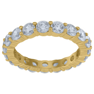 925 Sterling Silver Yellow-Tone Womens Cubic Zirconia 3.5mm Stackable Band Ring Size 6