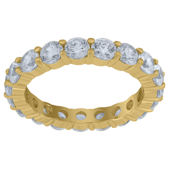 925 Sterling Silver Yellow-Tone Womens Cubic Zirconia 3.5mm Stackable Band Ring Size 6