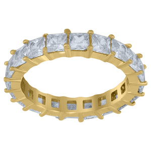 925 Sterling Silver Yellow-Tone Womens Cubic Zirconia 3mm Stackable Band Ring Size 8