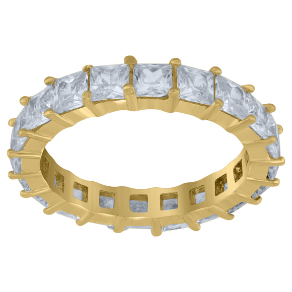 925 Sterling Silver Yellow-Tone Womens Cubic Zirconia 3mm Stackable Band Ring Size 8