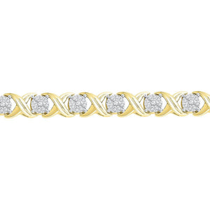 10kt Yellow Gold Womens Round Diamond X Link Fashion Bracelet 1 Cttw