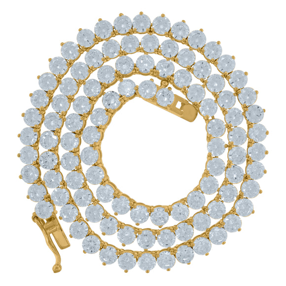 925 Sterling Silver Yellow-Tone Women Cubic Zirconia Tennis 3mm Chain Size 24 Inches