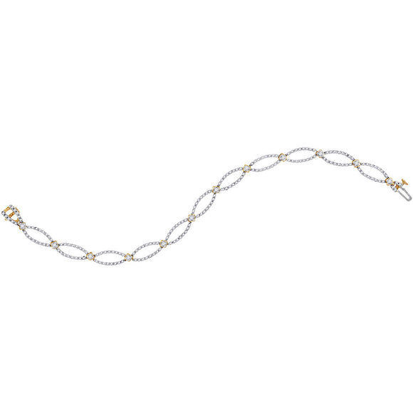 10kt Yellow Gold Womens Round Diamond Fashion Bracelet 1-1/2 Cttw