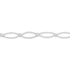 10kt White Gold Womens Round Diamond Link Fashion Bracelet 1-1/2 Cttw