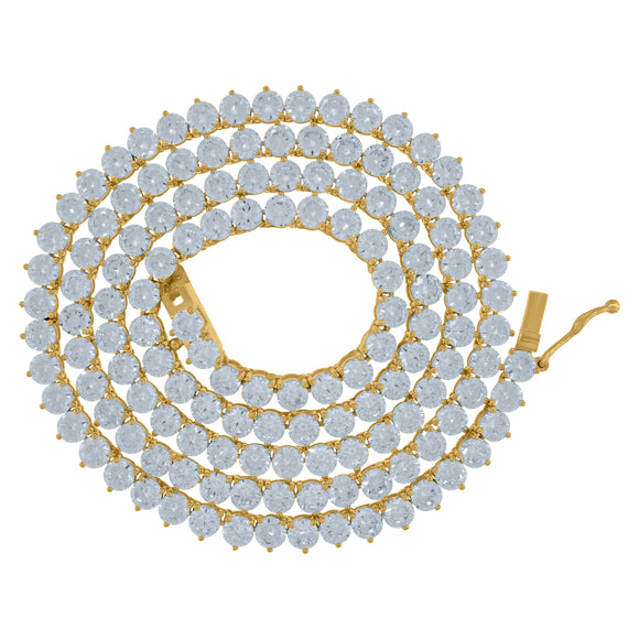 925 Sterling Silver Yellow-Tone Women Cubic Zirconia Tennis 4mm Chain Size 22 Inches