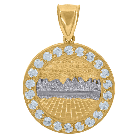 10kt Yellow Gold Unisex Cubic Zirconia Cubic-zirconia Last Supper Religious Round Medal Pendant